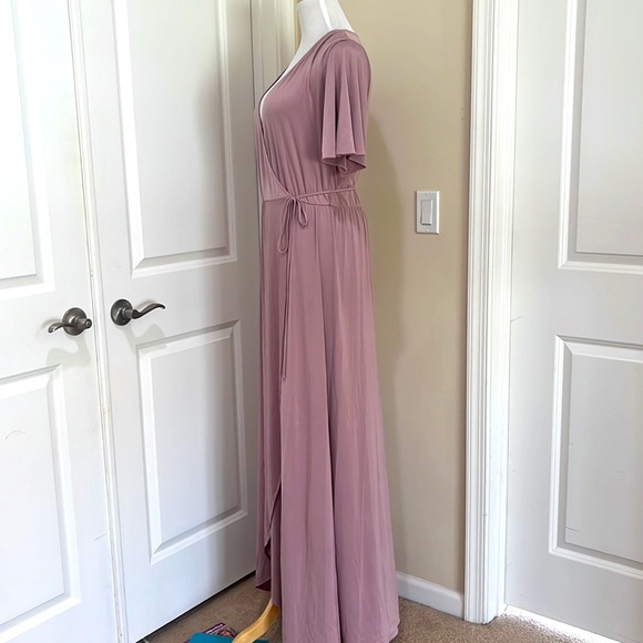 Anthropologie Twobirds Bridesmaid V Neck Maeve Flowy Maxi Wrap Dress Medium - Picture 5 of 9